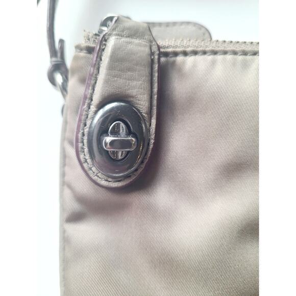Coach Nylon Crossbody Bag Purse Zip Soft F57899  Brown/Tan Lock Zip MSRP 250 - Picture 3 of 16